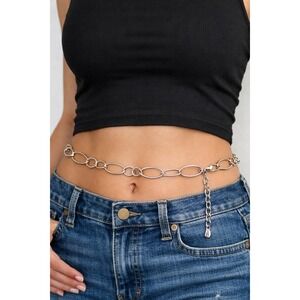 925 Sterling Silver Oval Link Paperclip Chain Belt / Long Necklace 40.4g...